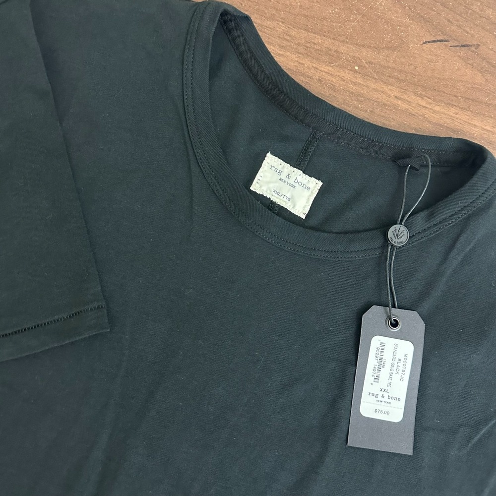 Rag & Bone Standard Issue Classic T-Shirt Black Cotton Short Sleeve Mens 2XL